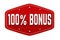 100 percent bonus label or sticker