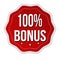 100 percent bonus label or sticker