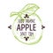 100 percent organic apple label with whole ripe fruit for all natural food packaging design