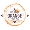 100 percent organic orange label with whole ripe juicy fruit for all natural food packaging design