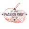 100 percent organic passion fruit label with tropical edible plant for all natural food packaging design