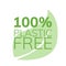 100 percent Plastic free sign stamp. Eco product round green mark, label, emblem, sticker design