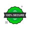 100 percent Secure badge green Stamp icon in flat style on white background. Vector illustration.