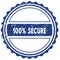 100 PERCENT SECURE stamp. sticker. seal. blue round grunge vintage ribbon sign
