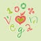 100 percent vegan hand lettering illustration