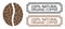 100 Percents Natural Organic Coffee Distress Rubber Stamps with Notches and Coffee Bean Collage of Coffee Seeds