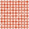 100 phobias icons hexagon orange