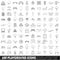 100 playground icons set, outline style