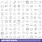 100 post icons set, outline style