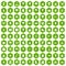 100 productiveness icons hexagon green