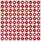 100 programmer icons hexagon red