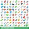 100 project icons set, isometric 3d style