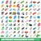 100 project management icons set, isometric style