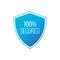 100 Protected guard shield concept. 100 safety badge icon. Privacy guarantee shield banner. Security guarantee label. Defense tag