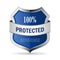 100 protected shield security vector icon