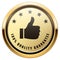 100% quality guarantee badge thumbs up 5 stars glossy metallic premium logo