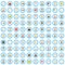 100 relationship problems icons set, flat style