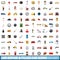 100 repair filled car icons set, cartoon style