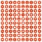 100 researcher science icons hexagon orange