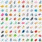 100 retail sales icons set, isometric 3d style