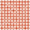100 sales icons hexagon orange