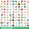 100 sales icons set, isometric 3d style