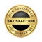 100% satisfaction guaranteed badge black and gold glossy metallic luxury logo