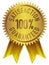 100% Satisfaction Guaranteed Badge Icon in Gold with ribbon