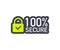 100 Secure grunge vector icon. Badge or button for commerce website. Vector illustration.