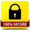 100% secure yellow square button red ribbon in middle