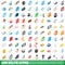 100 selfie icons set, isometric 3d style