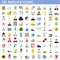 100 service icons set, flat style