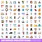 100 service industry icons set, cartoon style