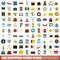 100 shopping spree icons set, flat style