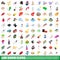 100 show icons set, isometric 3d style
