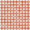 100 smartphone icons hexagon orange