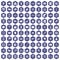 100 smartphone icons hexagon purple