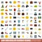 100 smuggled goods icons set, flat style