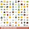 100 smuggling icons set, flat style