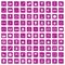 100 stopwatch icons set grunge pink