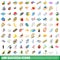 100 success icons set, isometric 3d style
