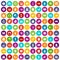100 supermarket icons set color