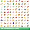 100 supermarket icons set, isometric 3d style