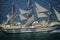 100 tall ship sailing down the Hudson River during the 100 year celebration for the Statue of Liberty, July 4, 1986