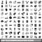 100 telecommunication icons set, simple style