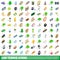 100 tennis icons set, isometric 3d style