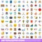 100 totalizator icons set, cartoon style