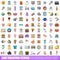 100 trading icons set, cartoon style
