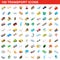 100 transport icons set, isometric 3d style