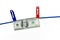 100 us dollar banknote hanging on a rope